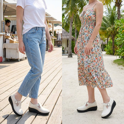 Pohodlné dámské boty na platformě s kulatou špičkou